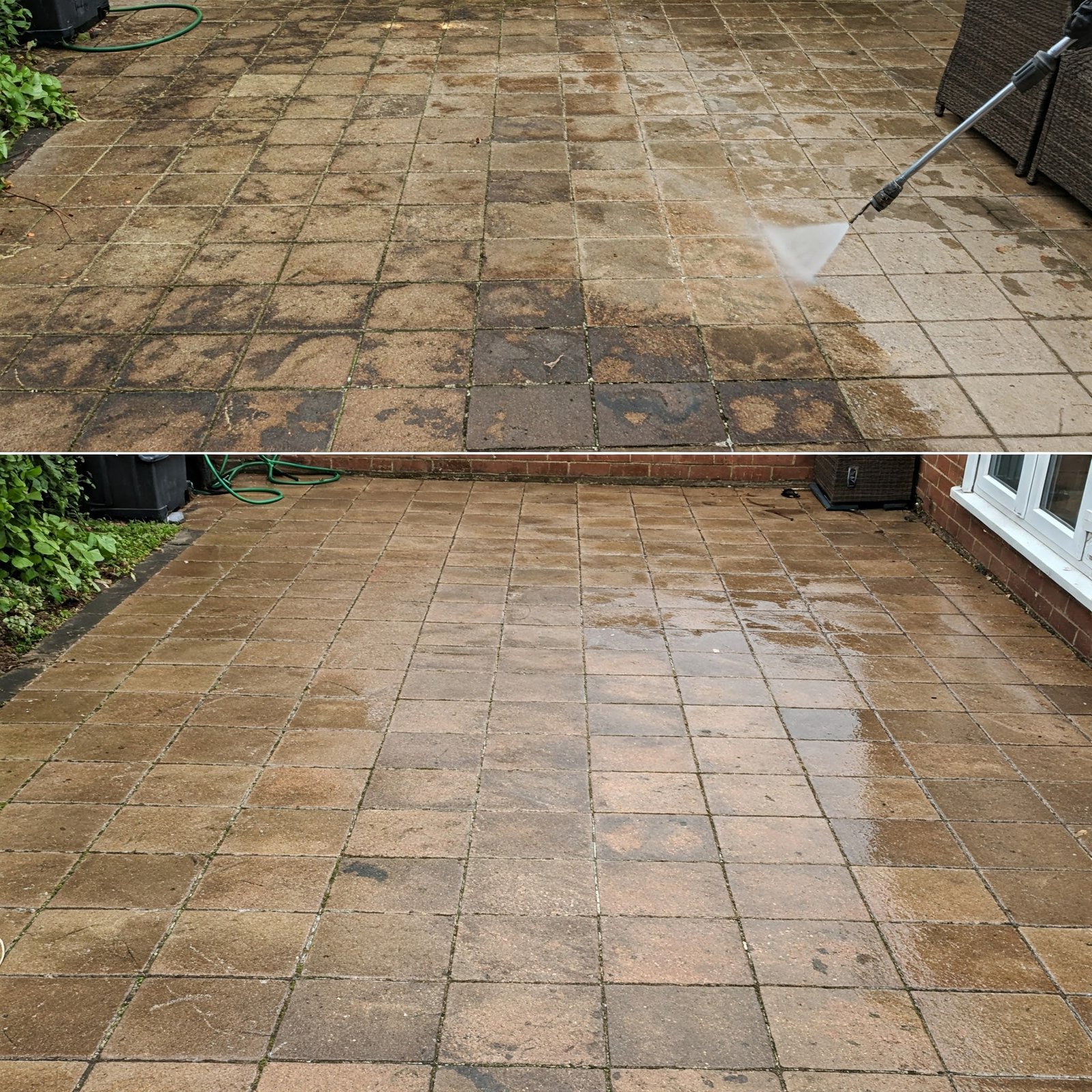 pressure cleaning before and after patio