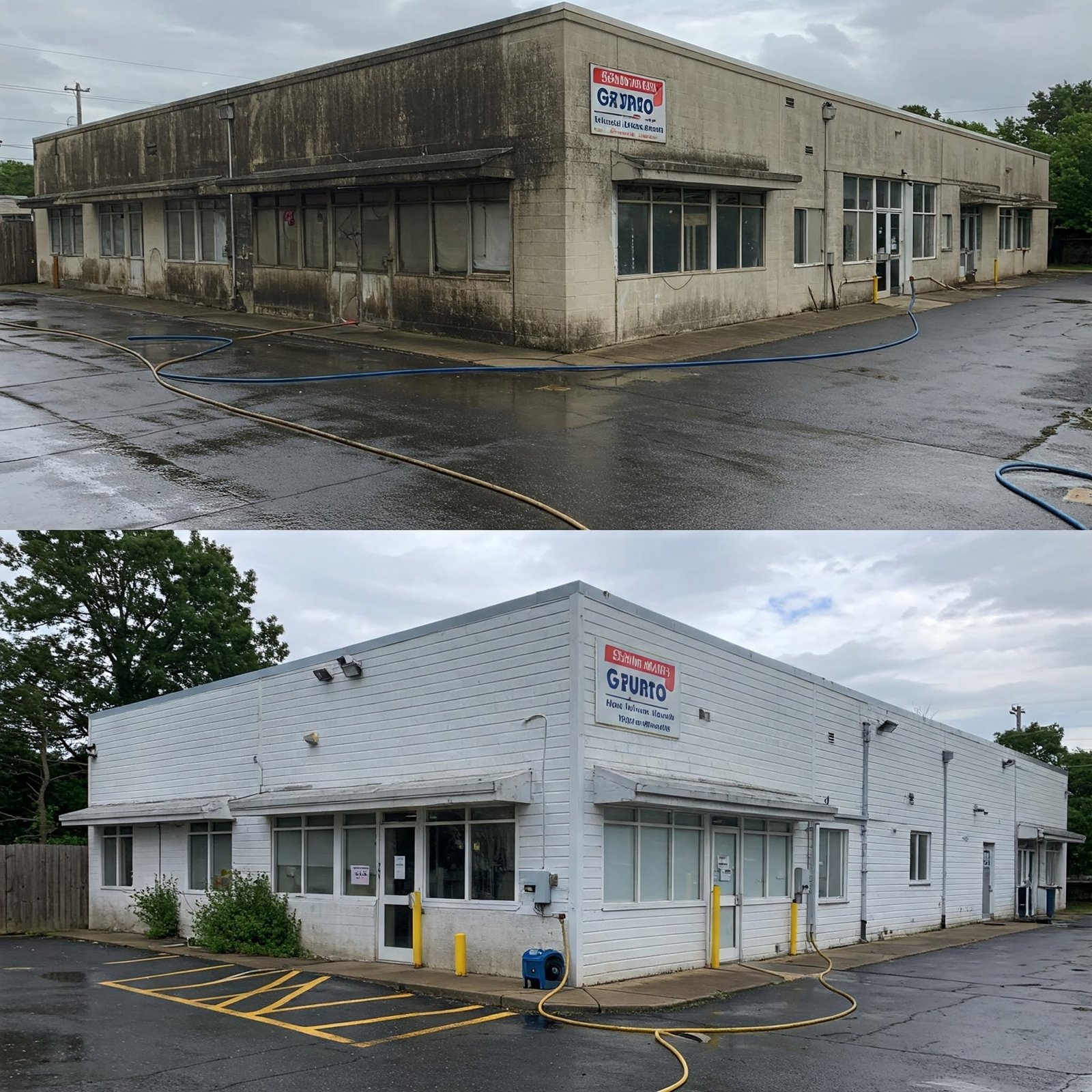 before and after commercial pressure cleaning adelaide