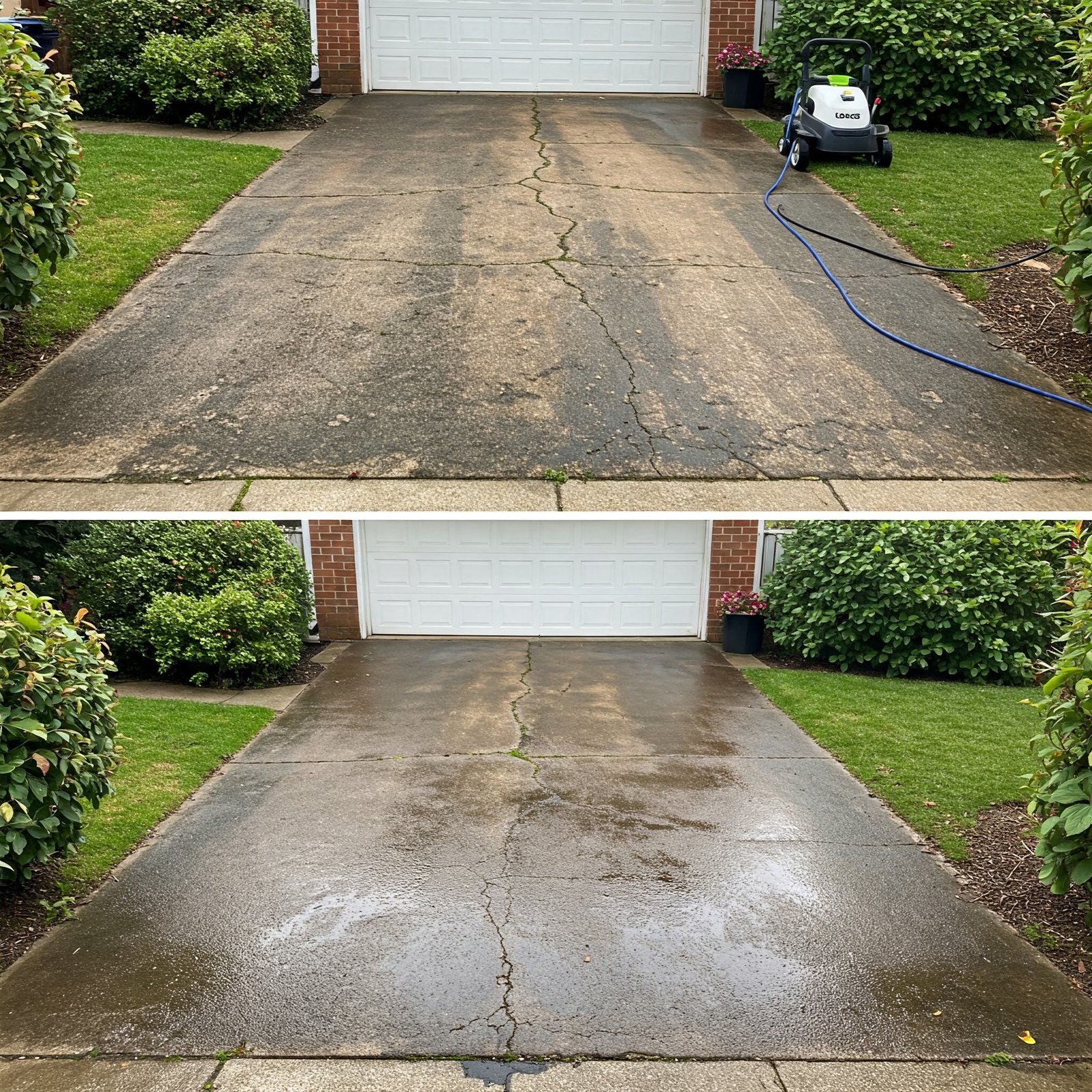 before and after driveway cleaning adelaide